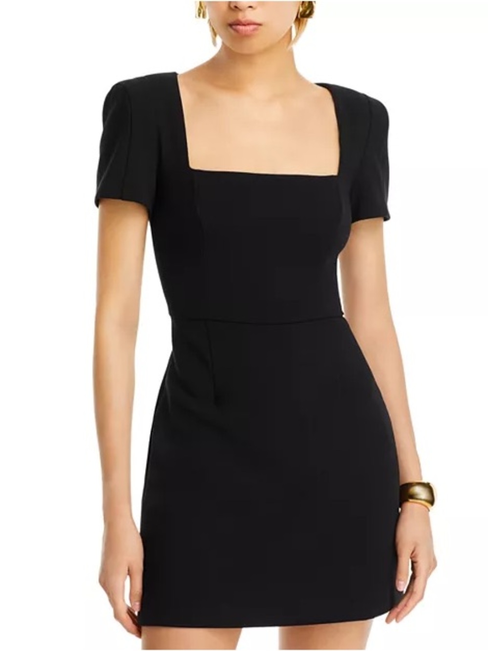 French Connection Whisper Black Mini Dress Size 0 Square Neck